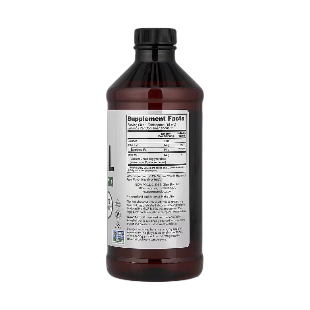NOW Foods, Sports, MCT Oil, Vanilla Hazelnut, 16 fl oz, 473 ml