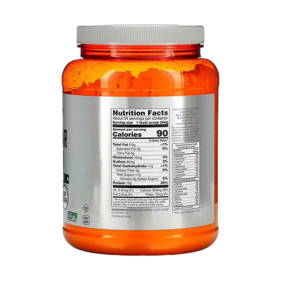 NOW Foods, Sports, Micellar Casein Protein Powder, Unflavored, 1.8 lbs, 816 g