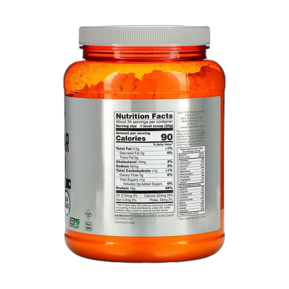 NOW Foods, Sports, Micellar Casein Protein Powder, Unflavored, 1.8 lbs, 816 g