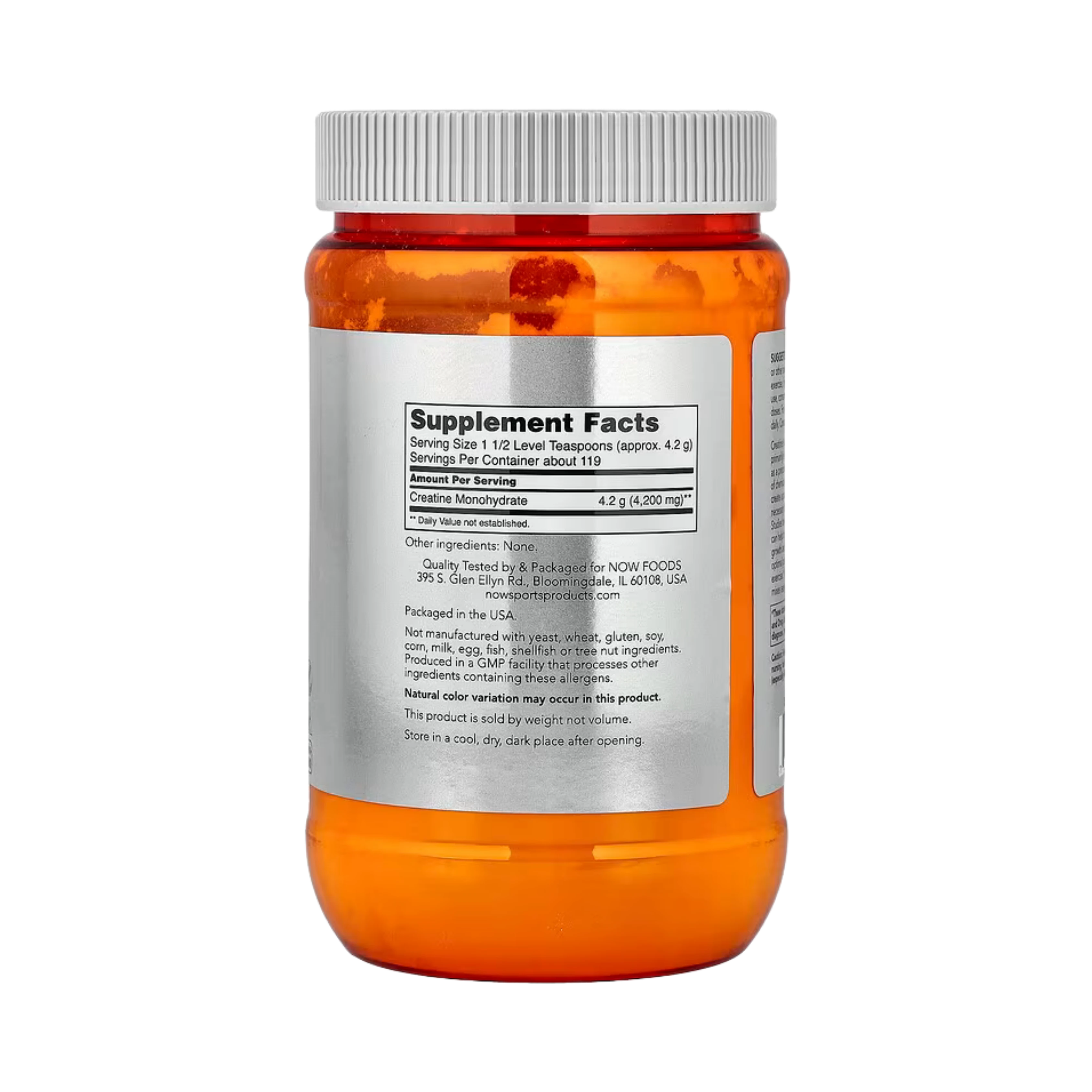 NOW Foods, Sports, Micronized Creatine Monohydrate, 1.1 lbs, 500 g