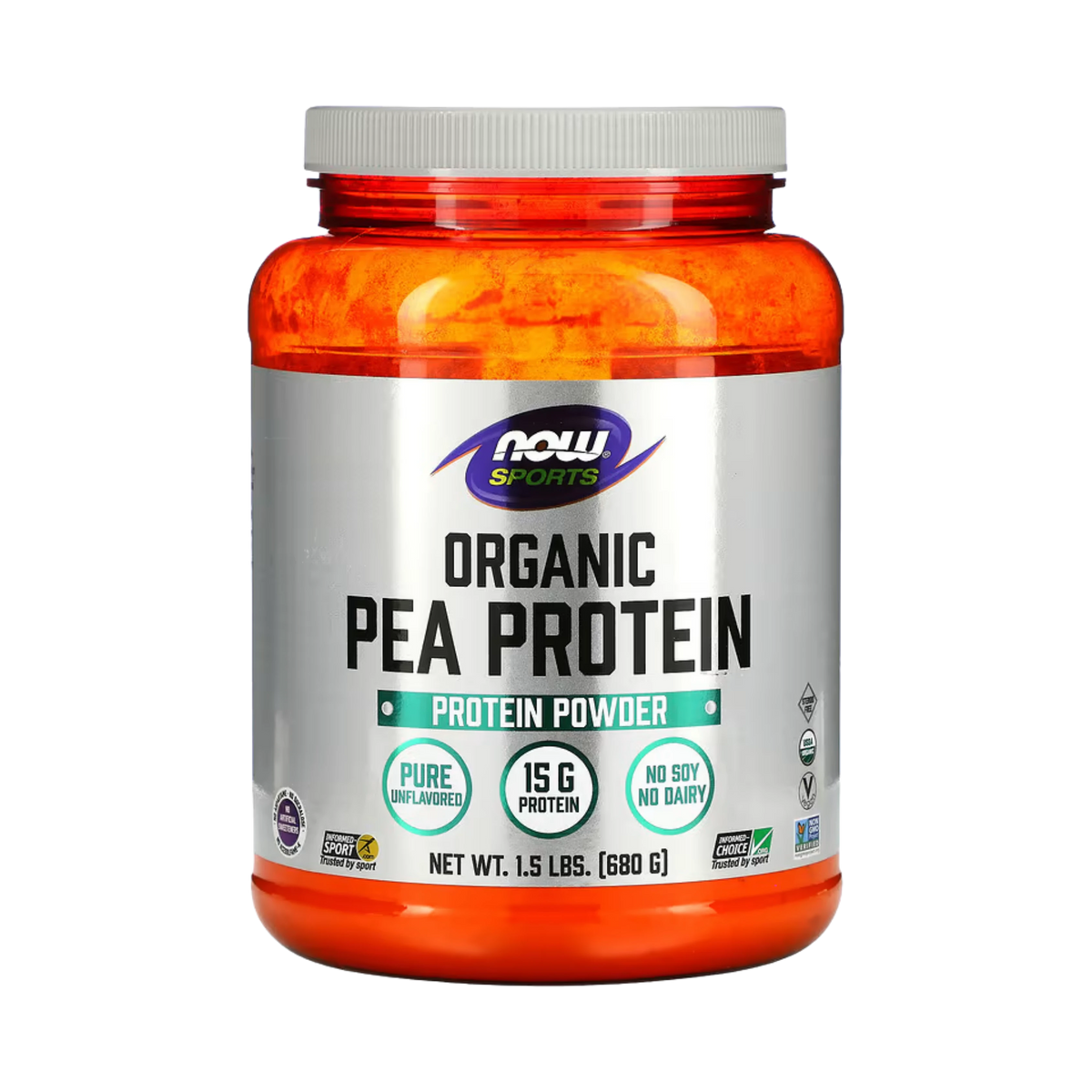 NOW Foods, Sports, Organic Pea Protein Powder, Pure Unflavored, 1.5 lbs, 680 g