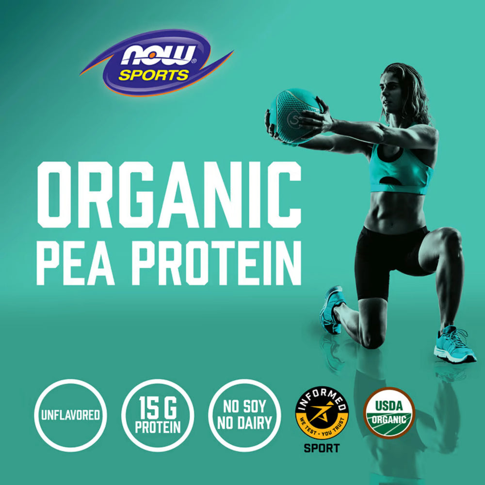NOW Foods, Sports, Organic Pea Protein Powder, Pure Unflavored, 1.5 lbs, 680 g