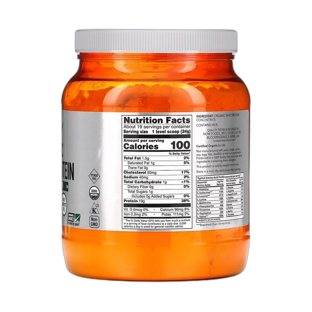 NOW Foods, Sports, Organic Whey Protein, Unflavored, 1 lb, 454 g
