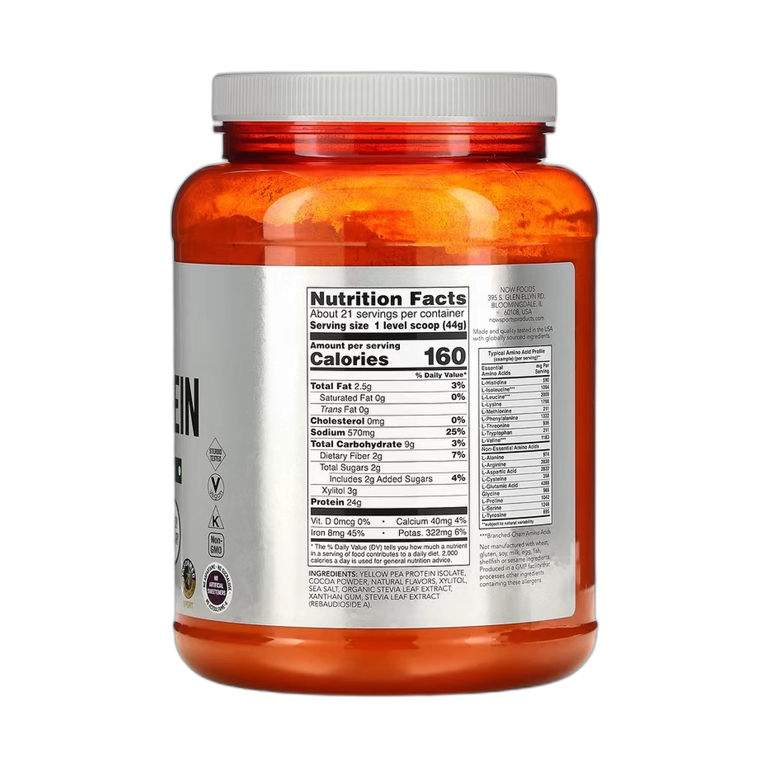 NOW Foods, Sports, Pea Protein Powder, Creamy Chocolate, 2 lbs, 907 g