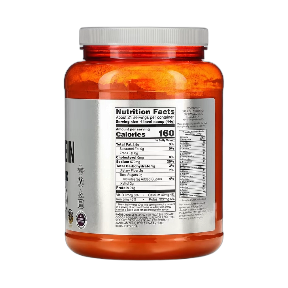 NOW Foods, Sports, Pea Protein Powder, Creamy Chocolate, 2 lbs, 907 g