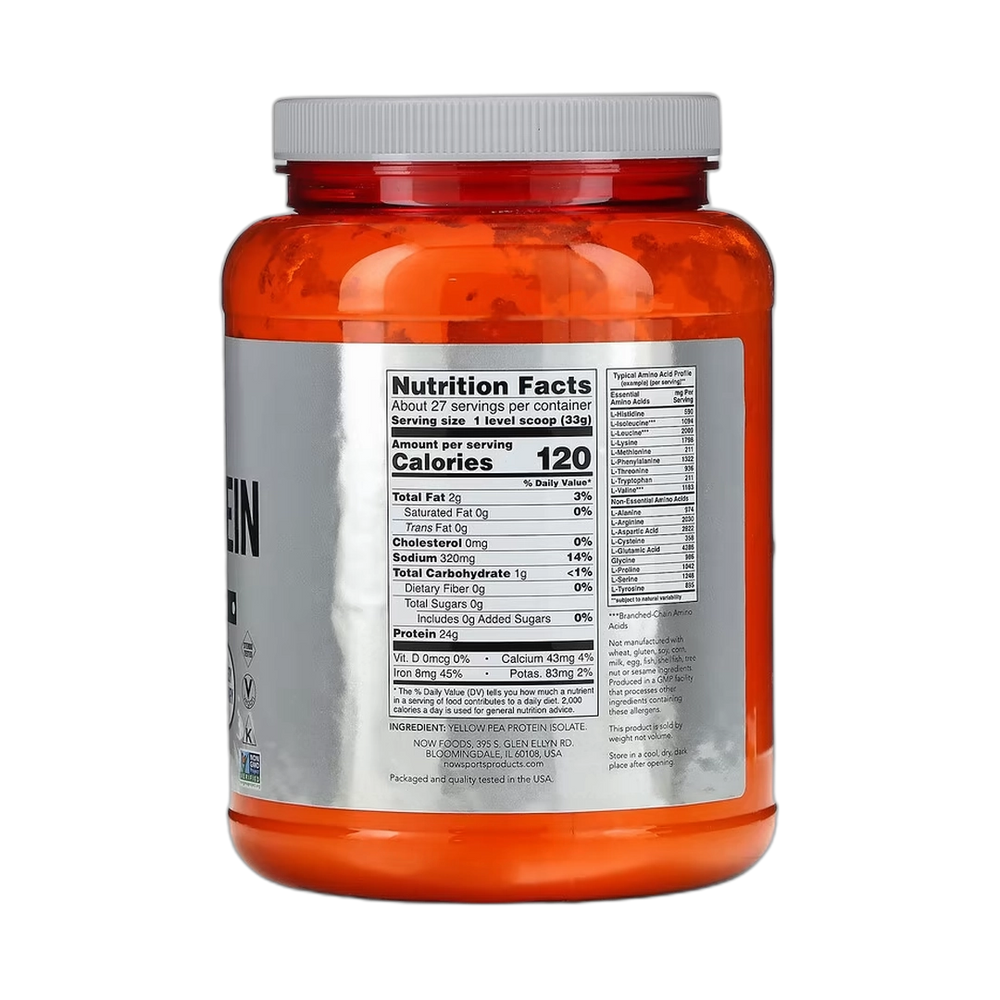 NOW Foods, Sports, Pea Protein, Pure Unflavored, 2 lbs, 907 g