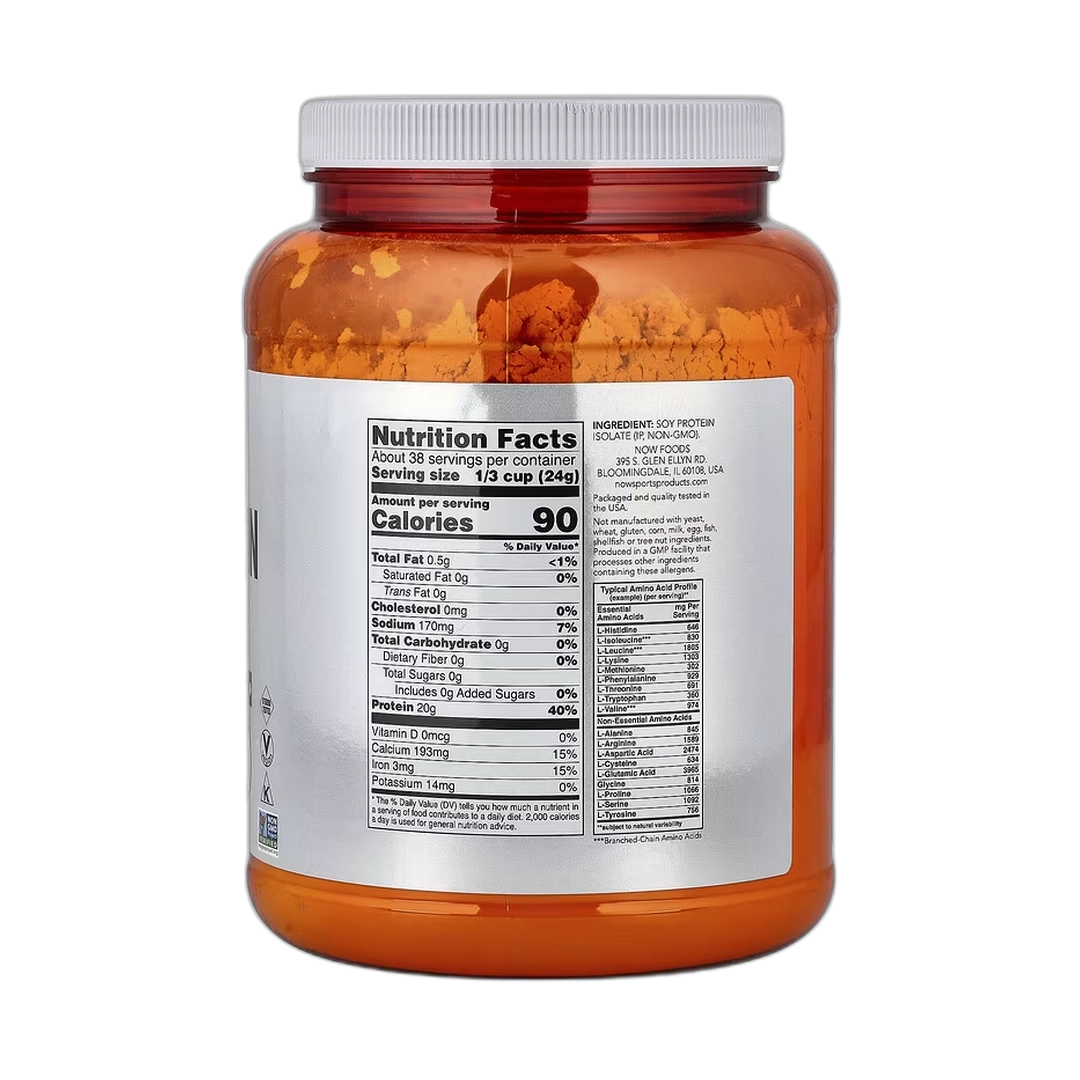 NOW Foods, Sports, Soy Protein Isolate, Pure Unflavored, 2 lbs, 907 g