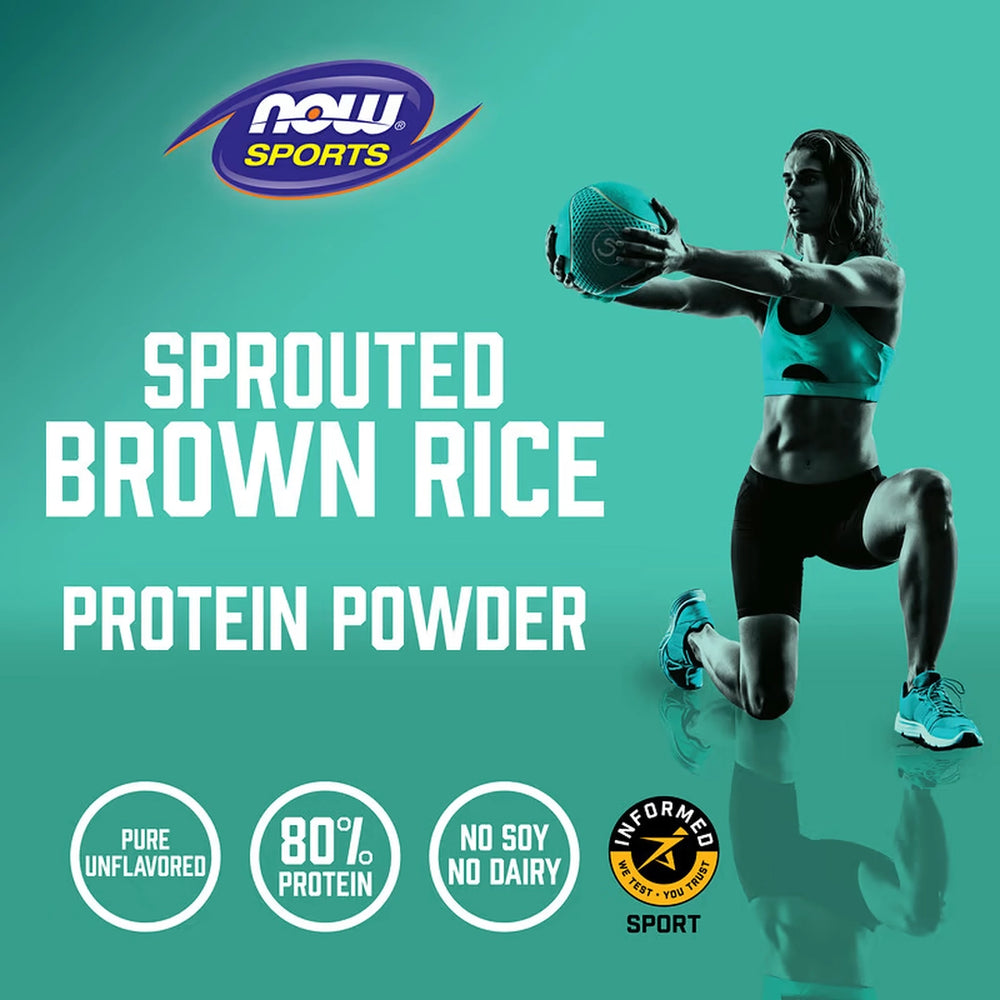 NOW Foods, Sports, Sprouted Brown Rice Protein Powder, Unflavored, 2 lbs, 907 g