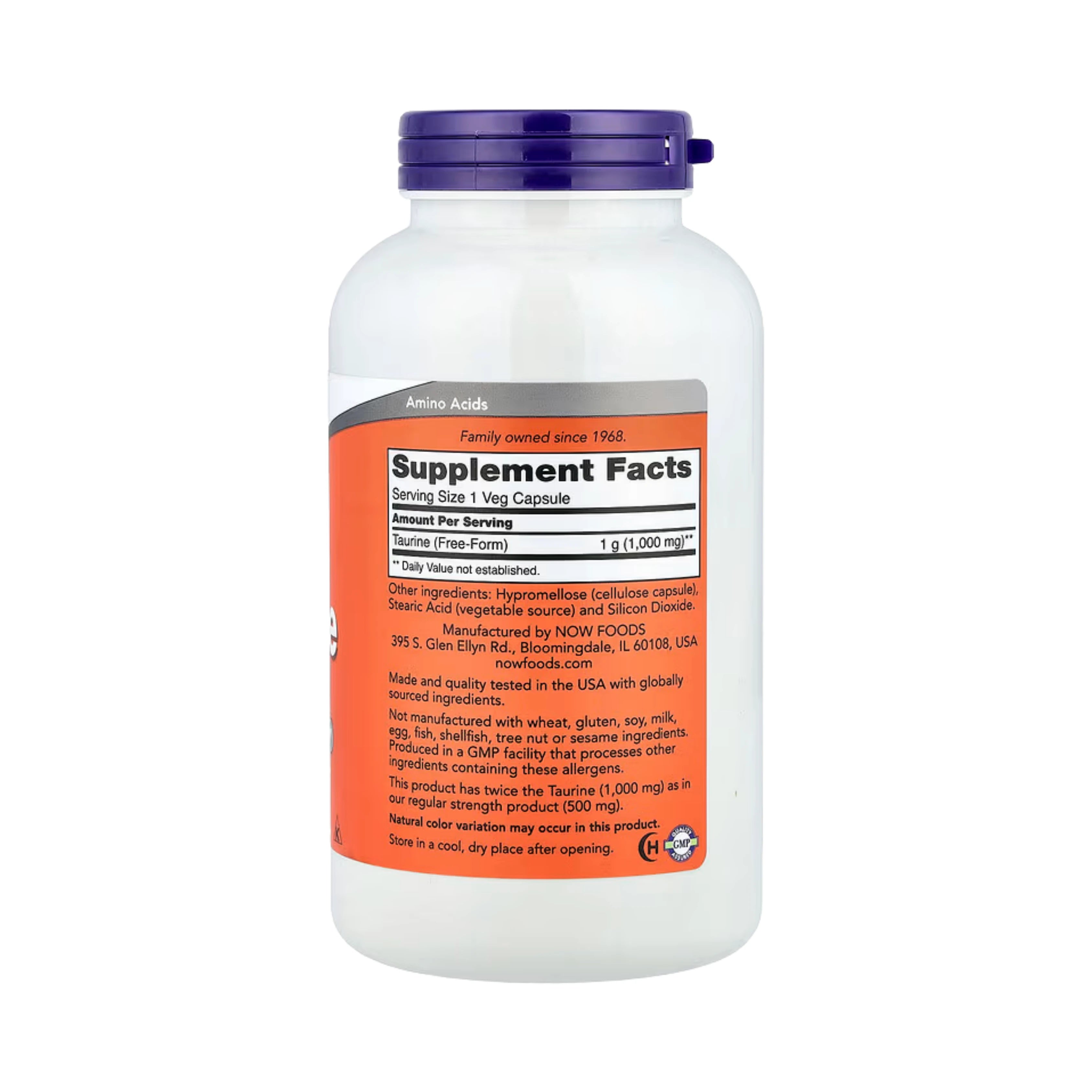 NOW Foods, Taurine, 1,000 mg, 250 Veg Capsules
