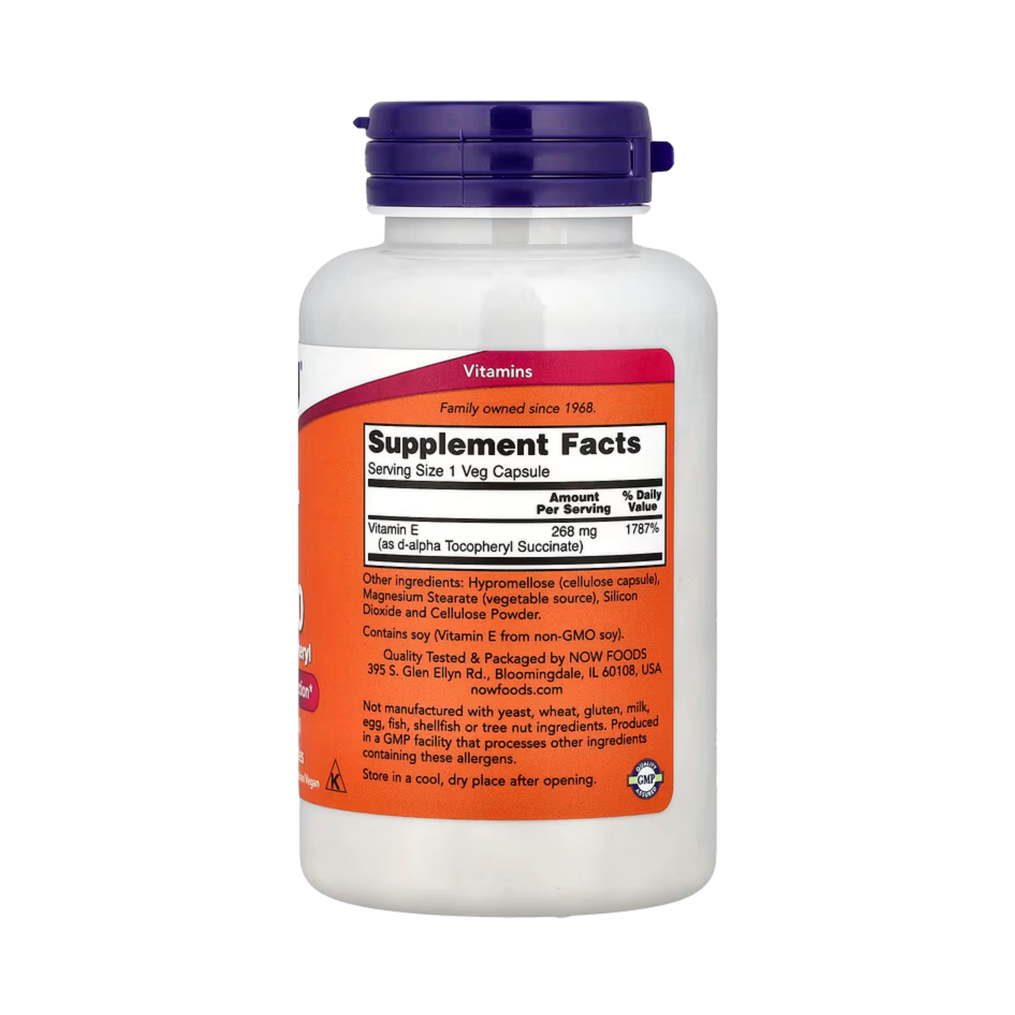 NOW Foods, Vegetarian Dry E-400, 268 mg (400 IU), 100 Veg Capsules