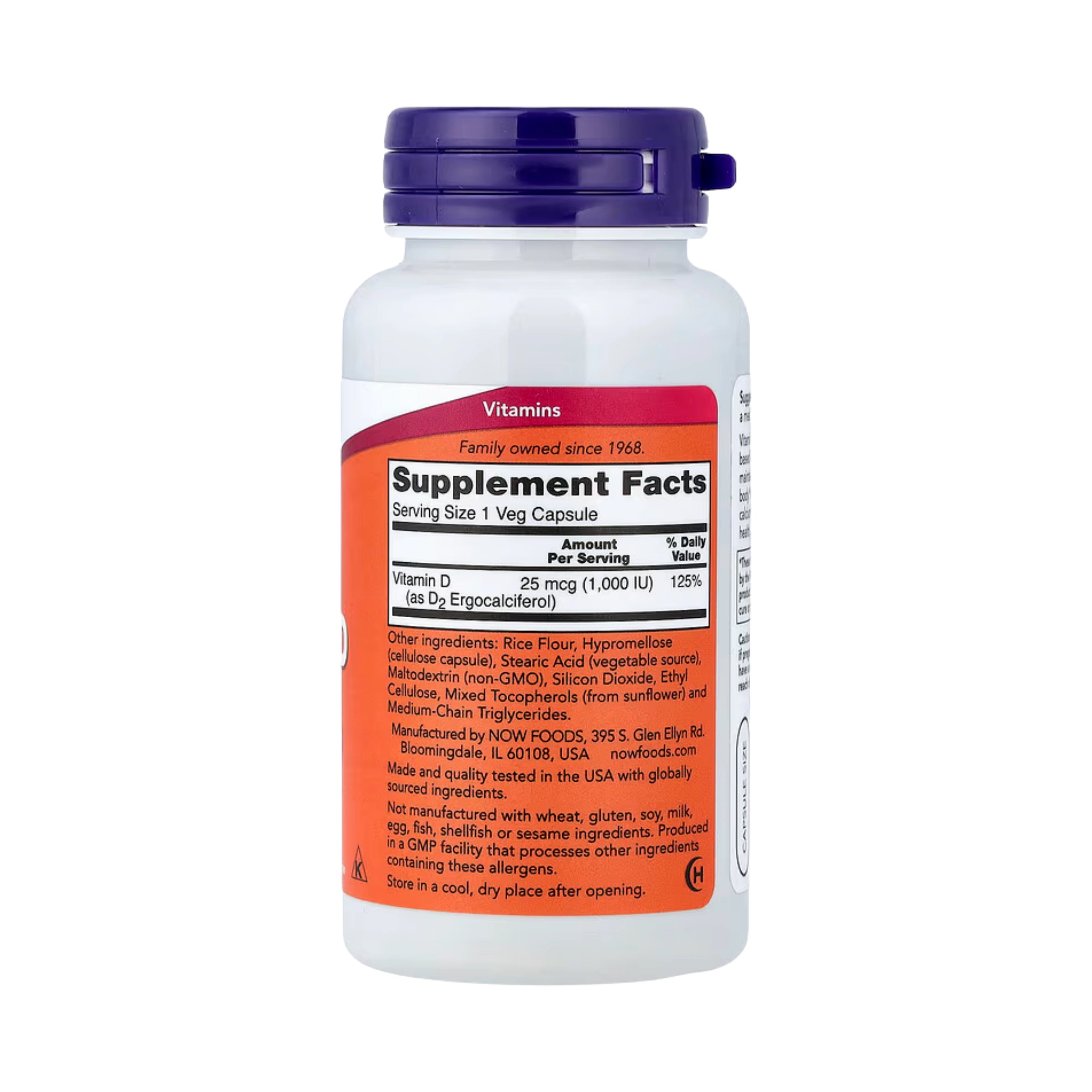 NOW Foods, Vegetarian Dry Vitamin D, 1,000 IU, 120 Veg Capsules