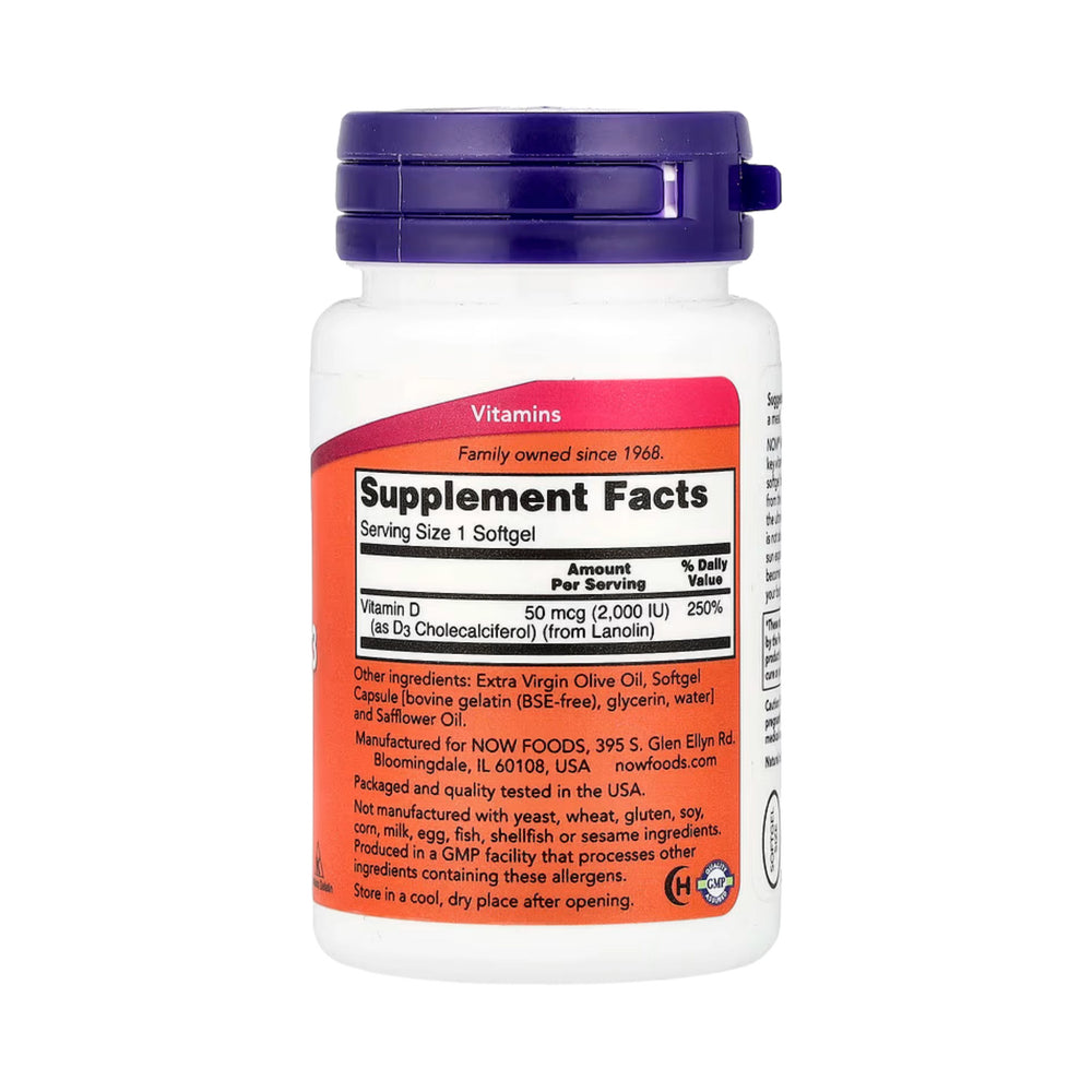 NOW Foods, Vitamin D-3, 2,000 IU, 30 Softgels