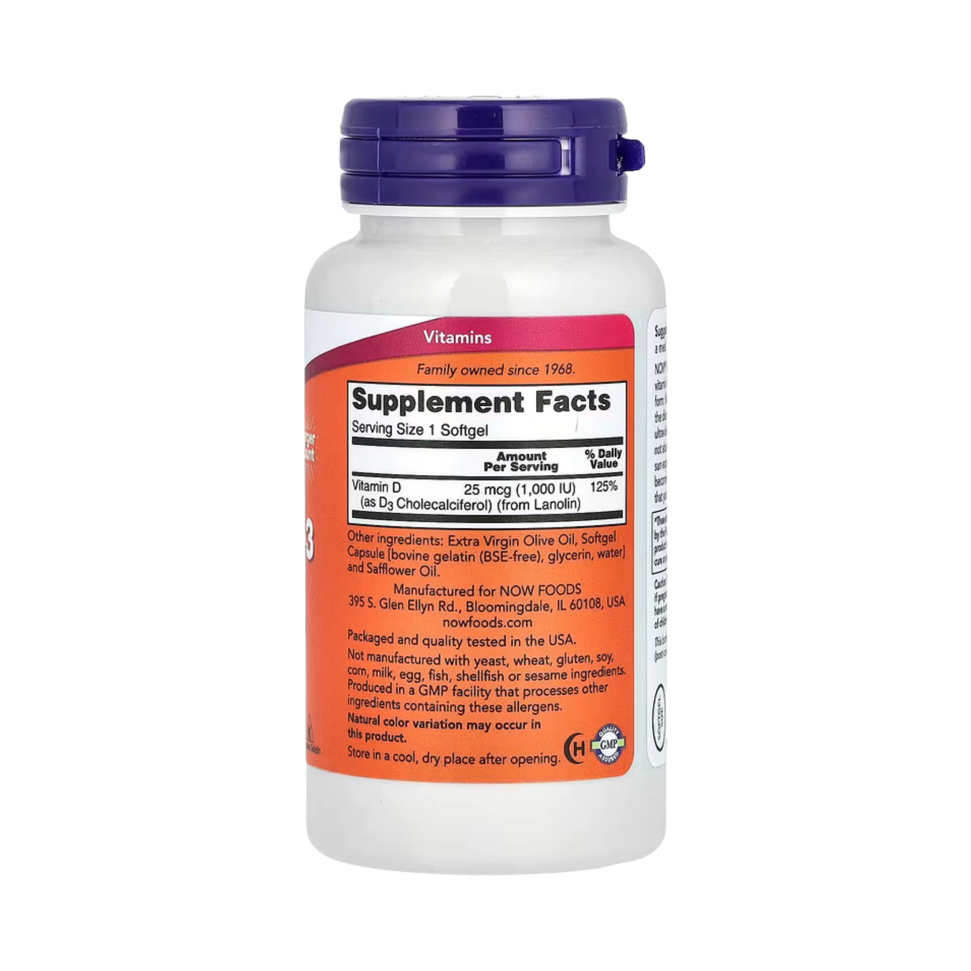 NOW Foods, Vitamin D-3, High Potency, 1,000 IU, 360 Softgels