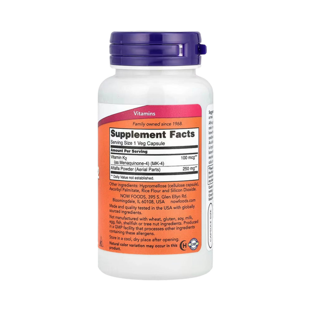 NOW Foods, Vitamin K-2, 100 mcg, 100 Veg Capsules