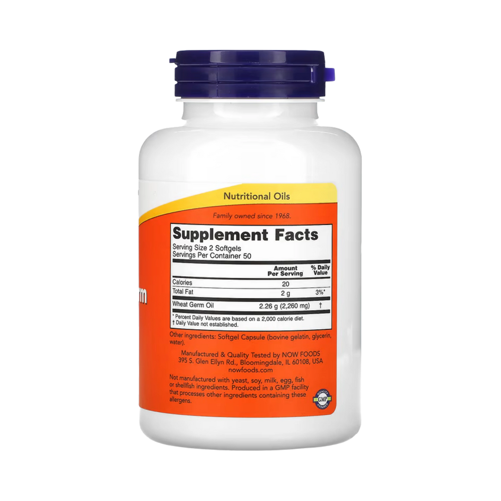 NOW Foods, Wheat Germ Oil, 1,130 mg, 100 Softgels