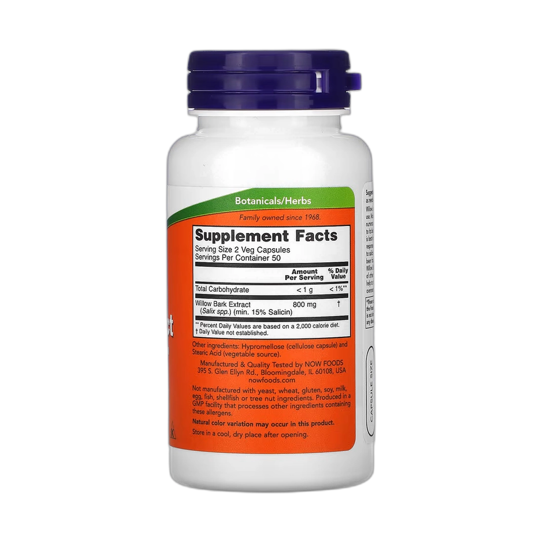 NOW Foods, Willow Bark Extract, 100 Veg Capsules
