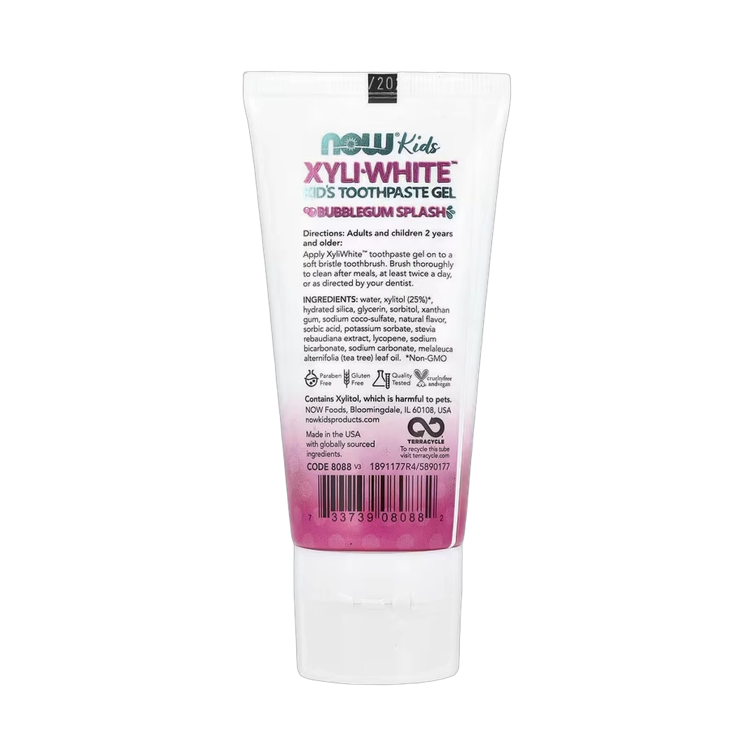 NOW Foods, Xyli-White™, Kid's Toothpaste Gel, Bubblegum Splash, 3 oz, 85 g