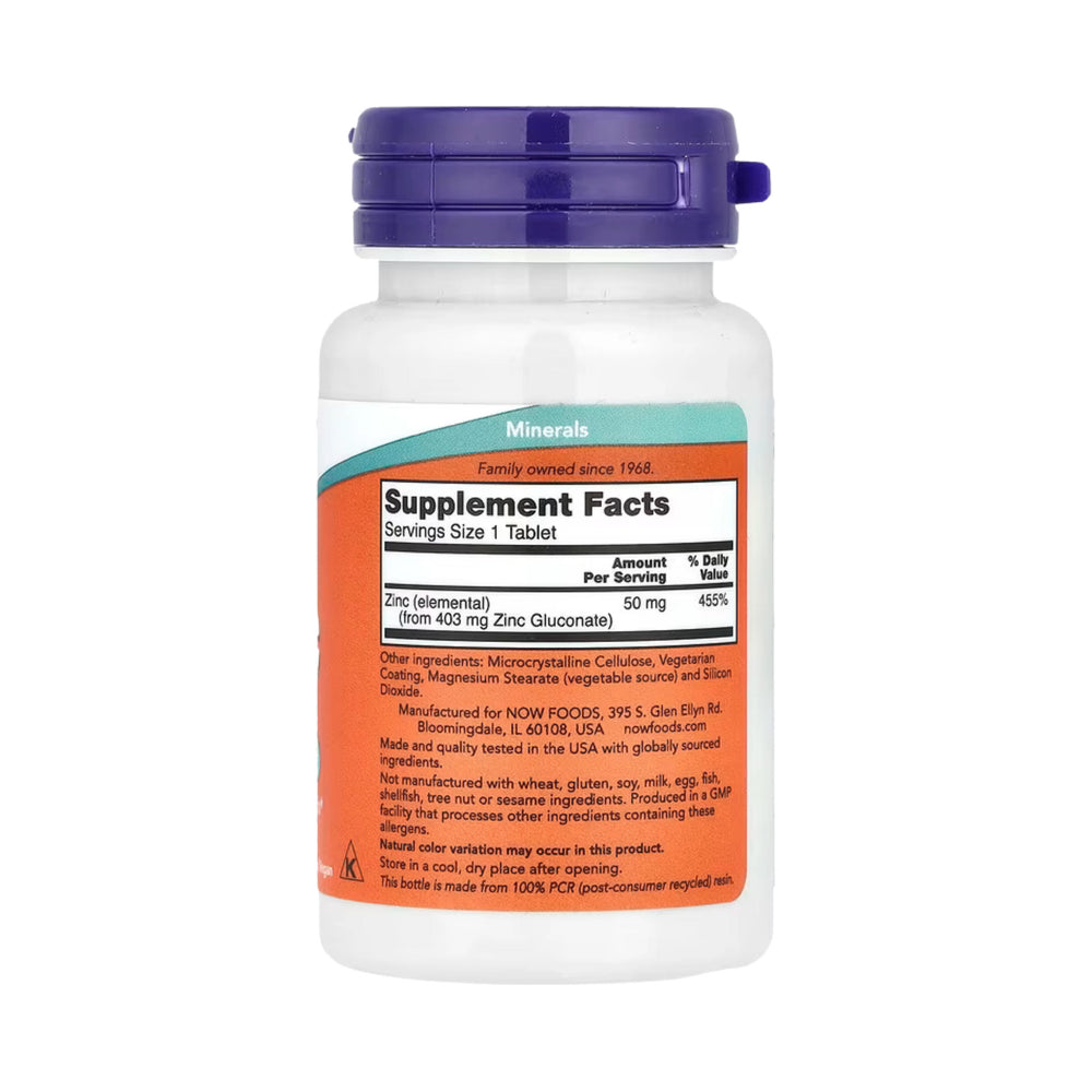 NOW Foods, Zinc, 50 mg, 100 Tablets