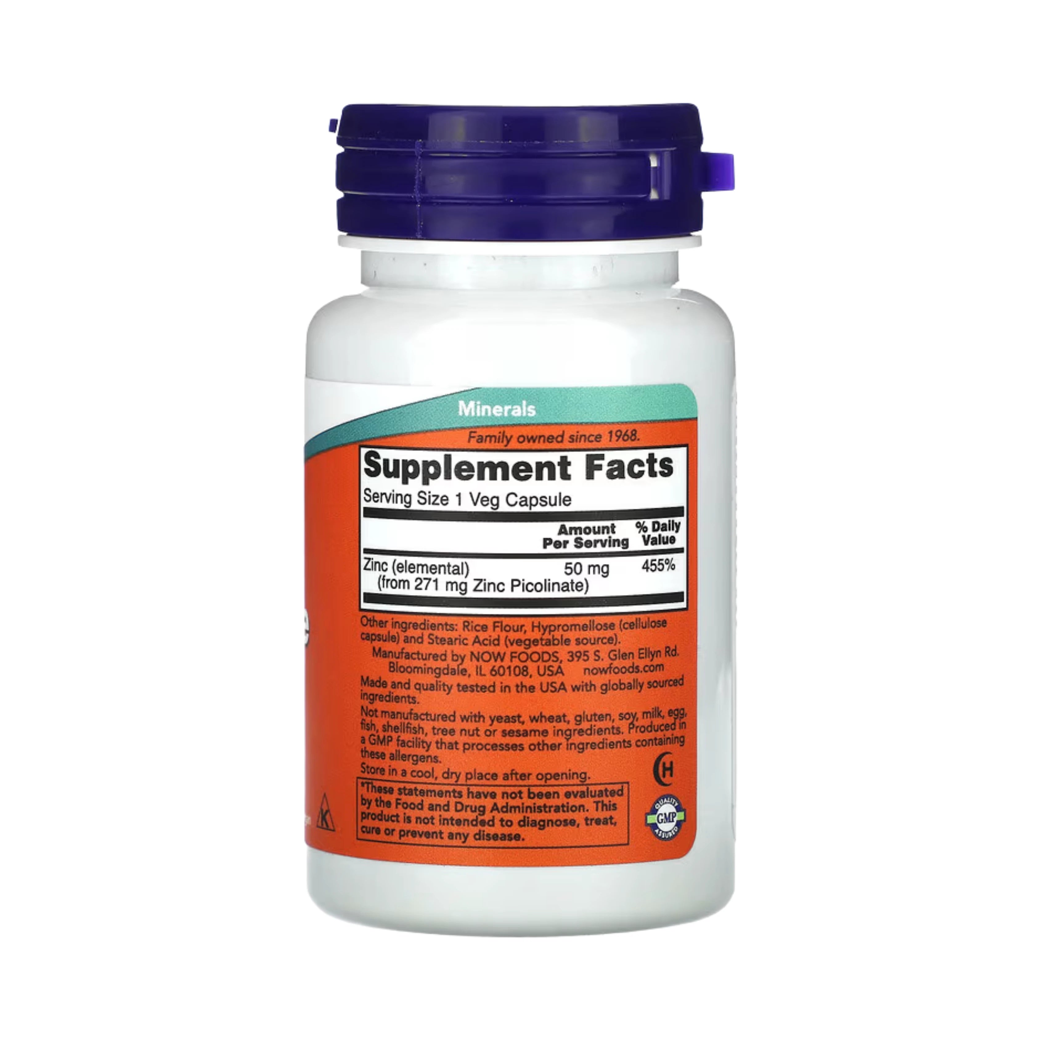 NOW Foods, Zinc Picolinate, 50 mg, 30 Veg Capsules