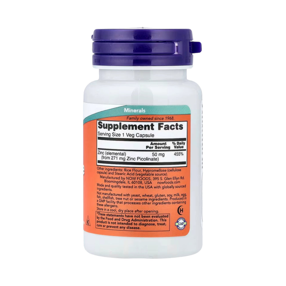 NOW Foods, Zinc Picolinate, 50 mg, 60 Veg Capsules