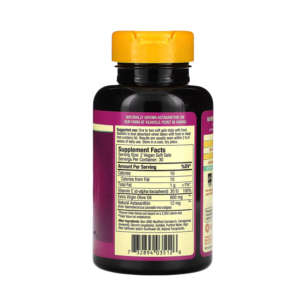 Nutrex Hawaii, BioAstin Supreme, Hawaiian Astaxanthin, 6 Mg, 60 Vegan Soft Gels