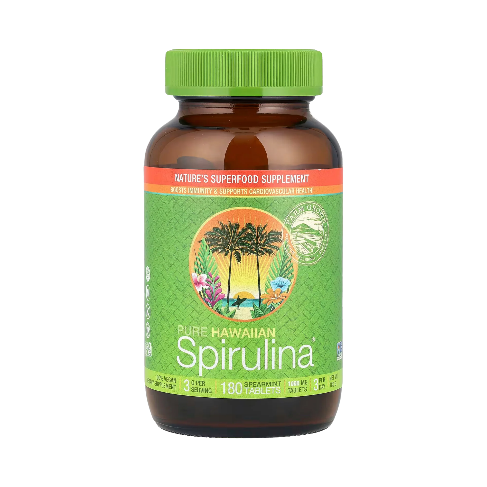 Nutrex Hawaii, Pure Hawaiian Spirulina, Spearmint, 1,000 Mg, 180 Tablets