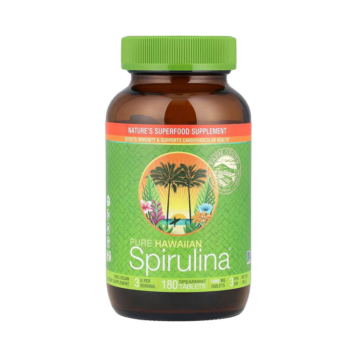 Nutrex Hawaii, Pure Hawaiian Spirulina, Spearmint, 1,000 Mg, 180 Tablets