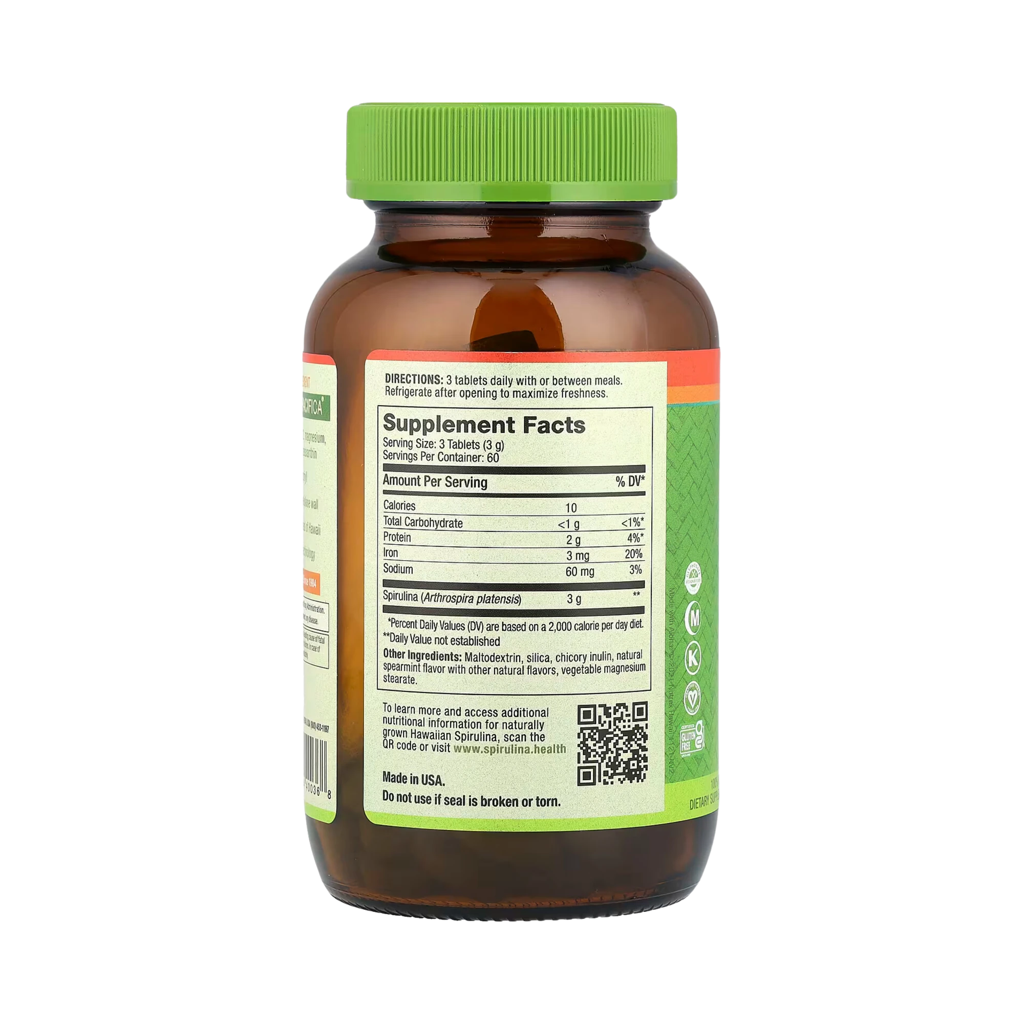 Nutrex Hawaii, Pure Hawaiian Spirulina, Spearmint, 1,000 Mg, 180 Tablets