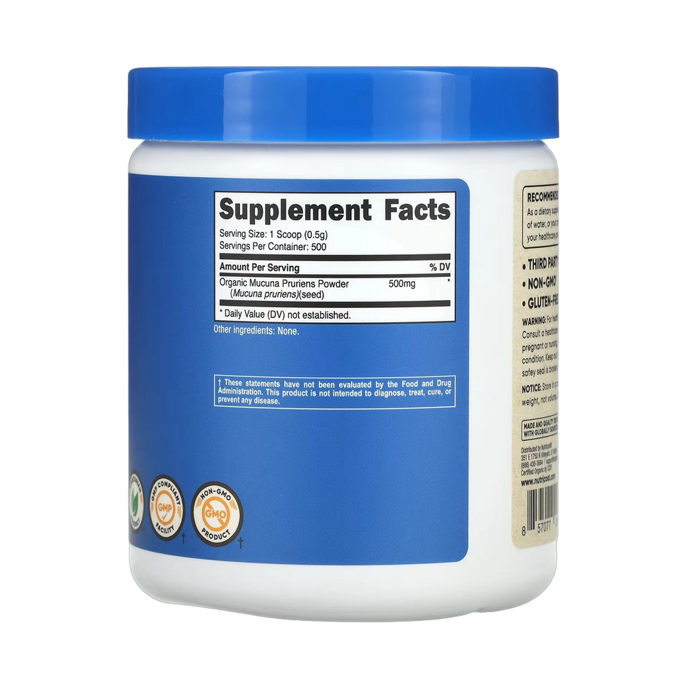 Nutricost, 100% Organic Mucuna Pruriens, Unflavored, 8.8 oz, 250 g
