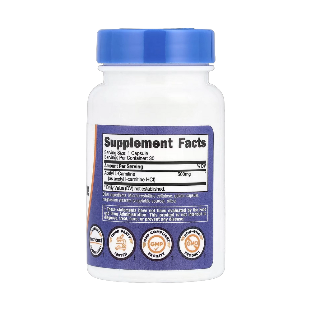 Nutricost, Acetyl L-Carnitine, 500 mg, 30 Capsules