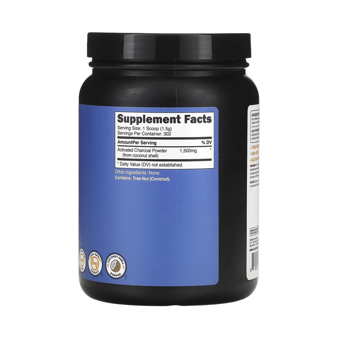 Nutricost, Activated Charcoal Powder, Unflavored, 16 oz, 454 g