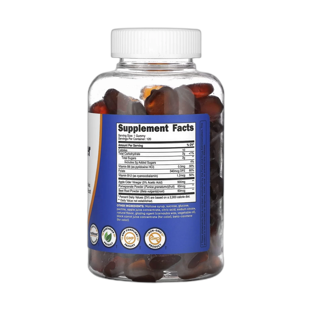 Nutricost, Apple Cider Vinegar Gummies, Apple, 500 mg, 120 Gummies