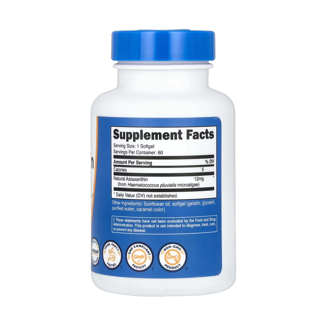 Nutricost, Astaxanthin, 12 mg, 60 Softgels
