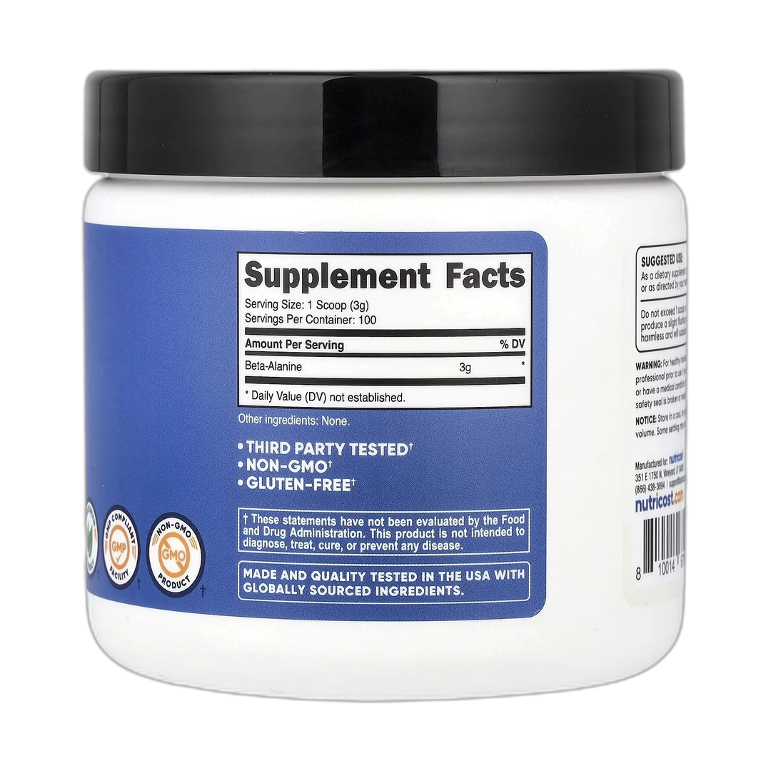 Nutricost, Beta Alanine, Unflavored, 10.7 oz, 300 g