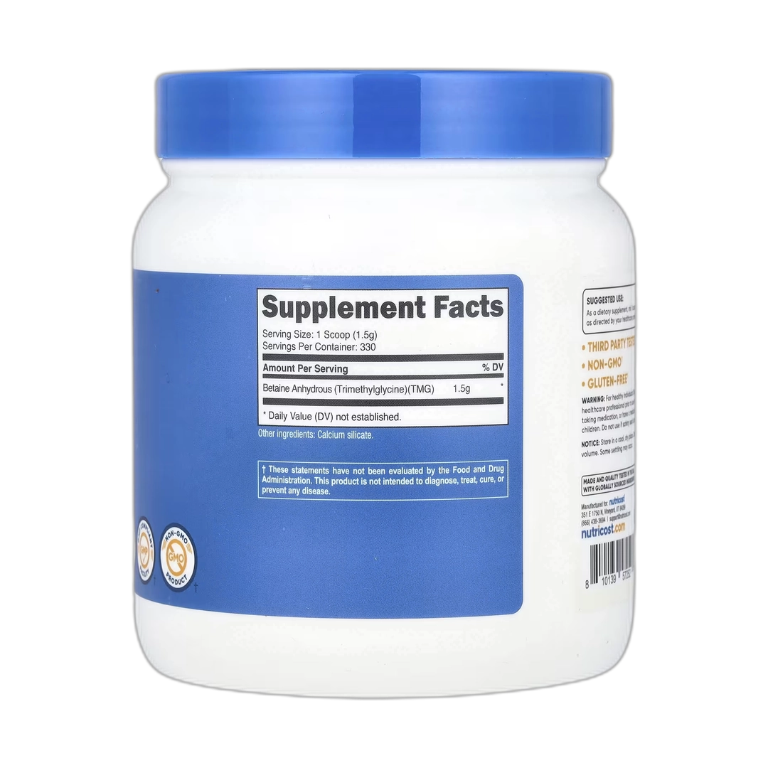 Nutricost, Betaine Anhydrous, Unflavored, 17.9 oz, 500 g