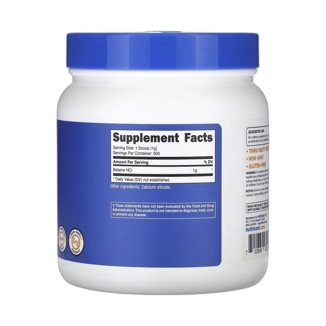 Nutricost, Betaine HCI, Unflavored, 18.1 oz, 507 g