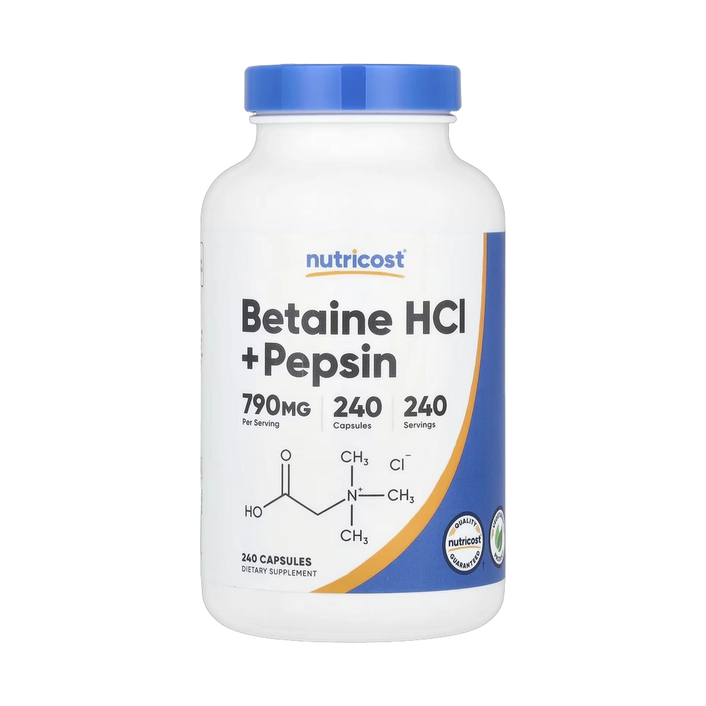 Nutricost, Betaine HCl + Pepsin, 240 Capsules