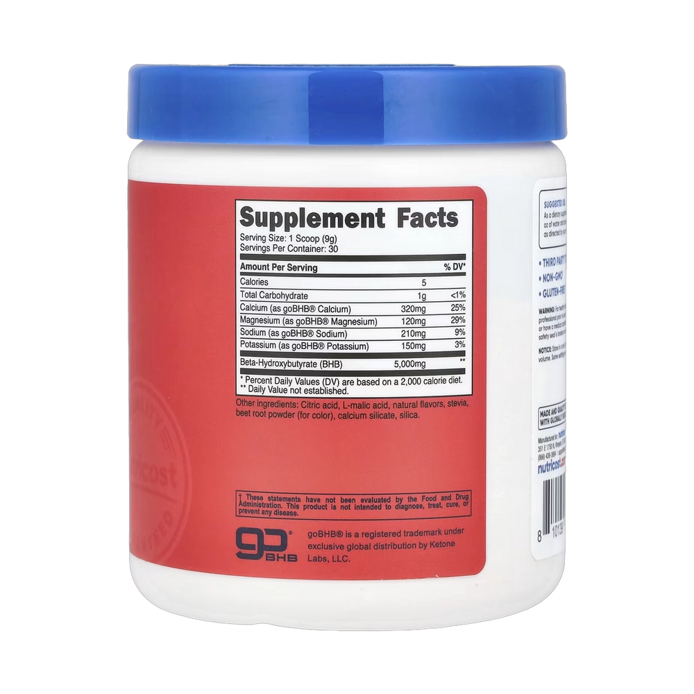 Nutricost, BHB Salts, goBHB®, Fruit Punch, 9.3 oz, 261 g