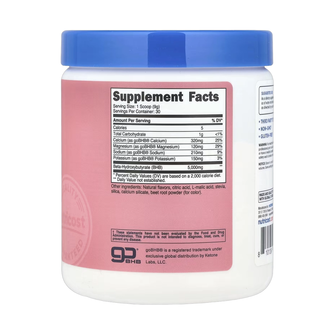 Nutricost, BHB Salts, goBHB®, Strawberry Lemonade, 9.5 oz, 267 g