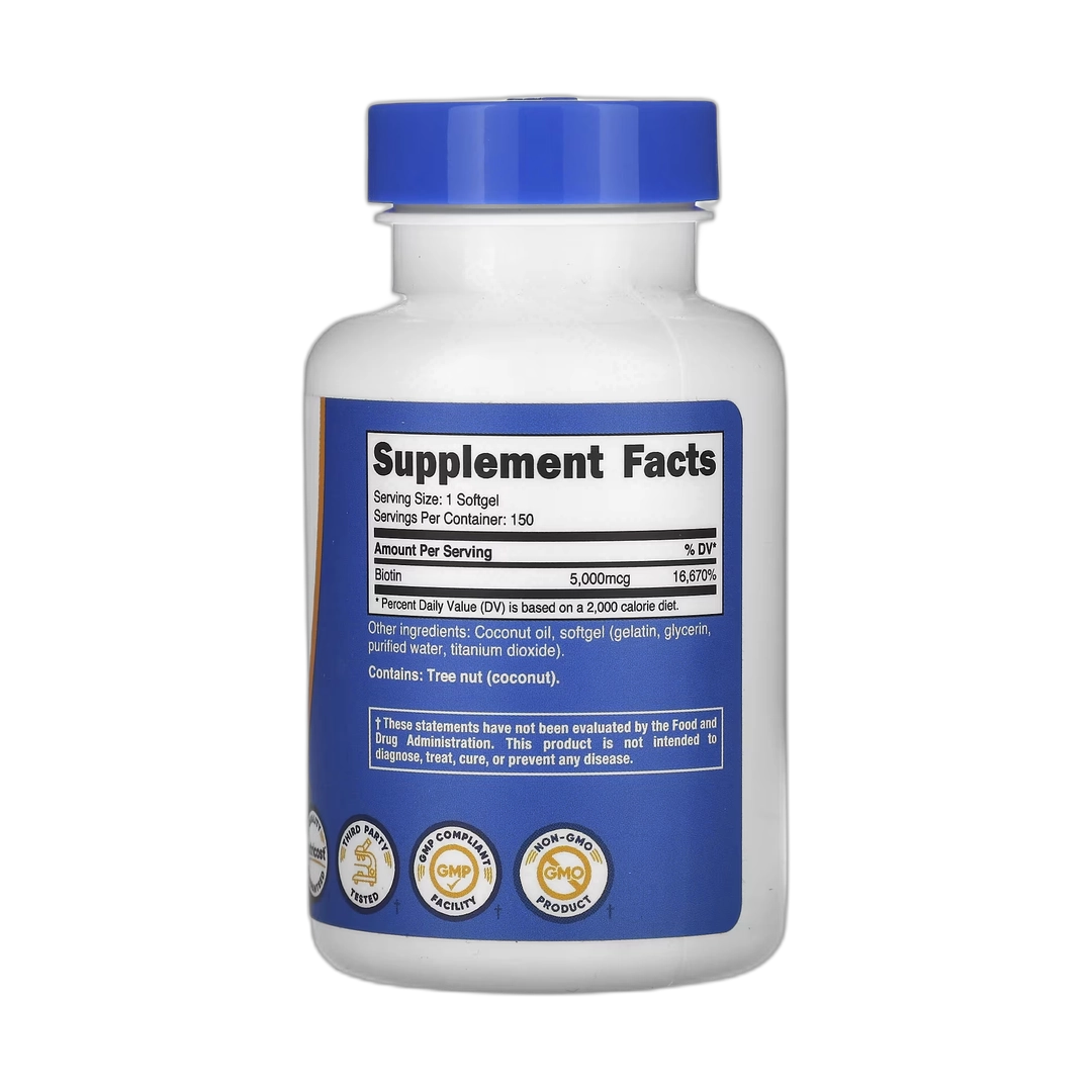 Nutricost, Biotin, 5,000 mcg, 150 Softgels