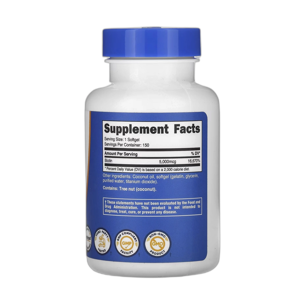Nutricost, Biotin, 5,000 mcg, 150 Softgels