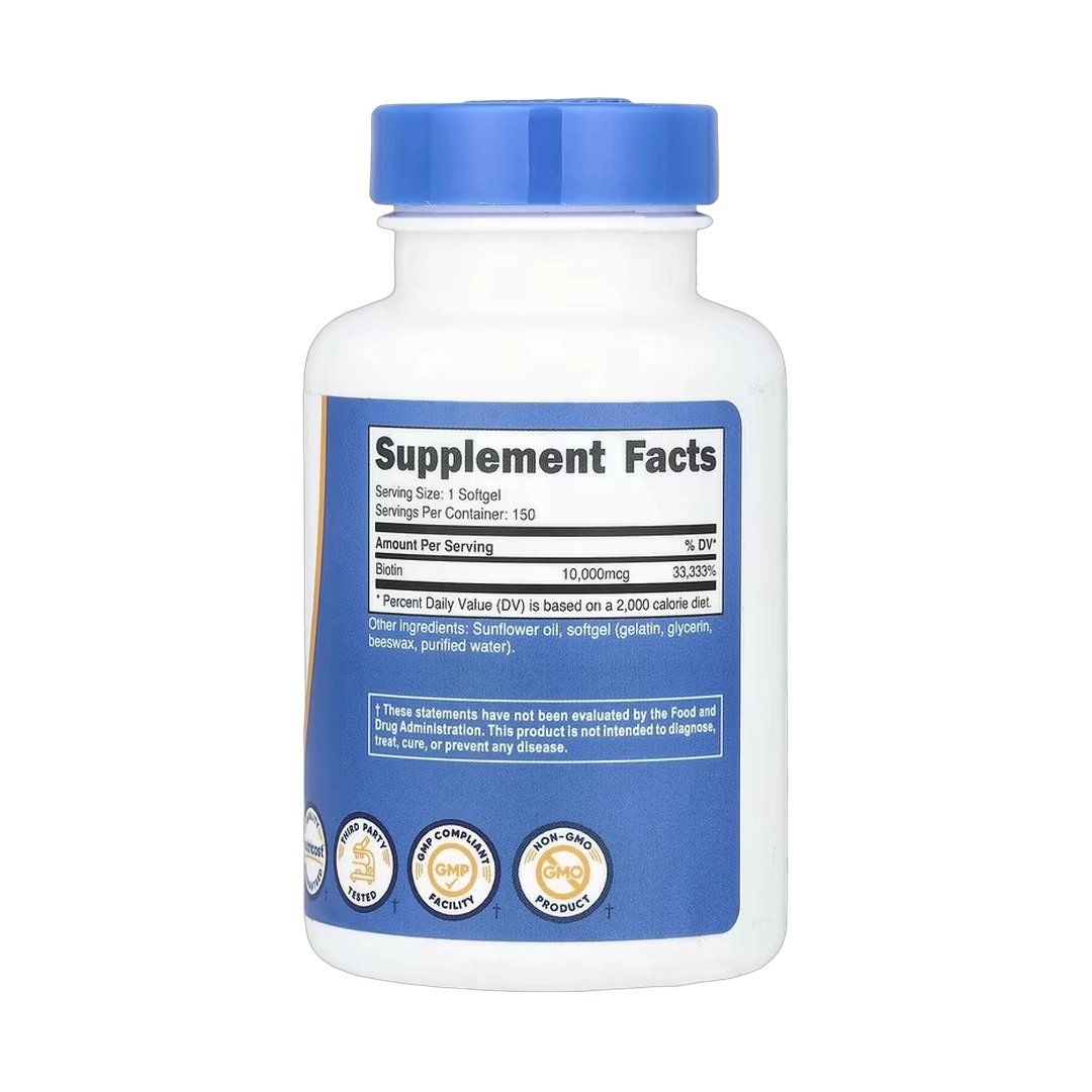 Nutricost, Biotin, Vitamin B7, 10,000 mcg, 150 Softgels