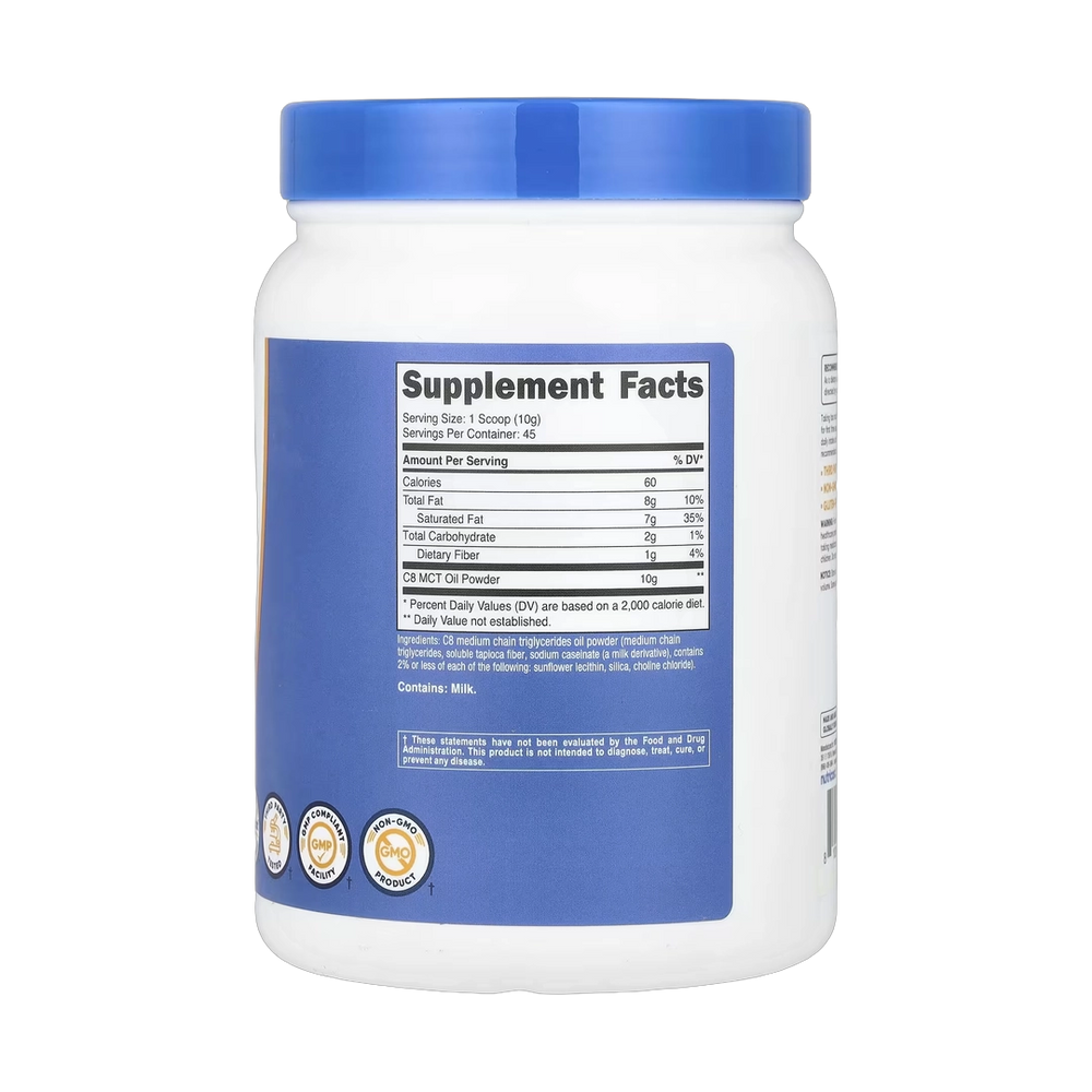 Nutricost, C8 MCT Oil Powder, Unflavored, 1 lb, 454 g