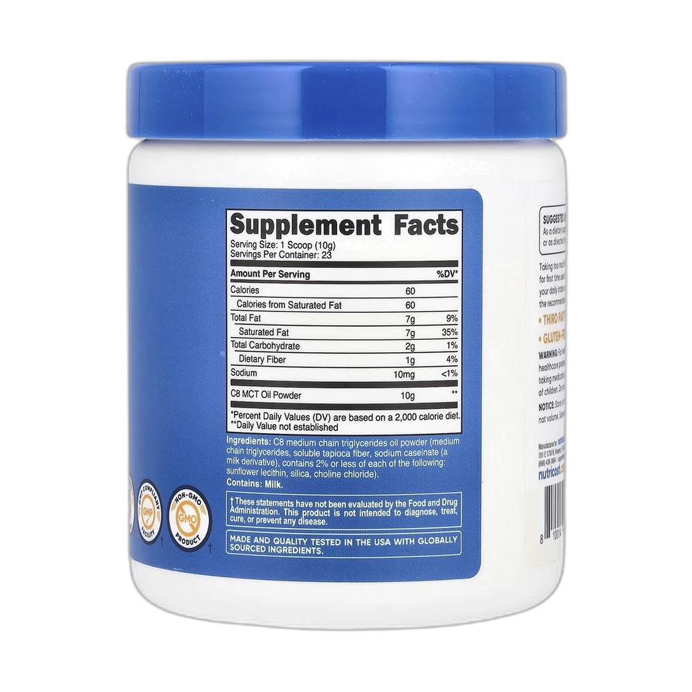 Nutricost, C8 MCT Oil Powder, Unflavored, 8.1 oz, 227 g