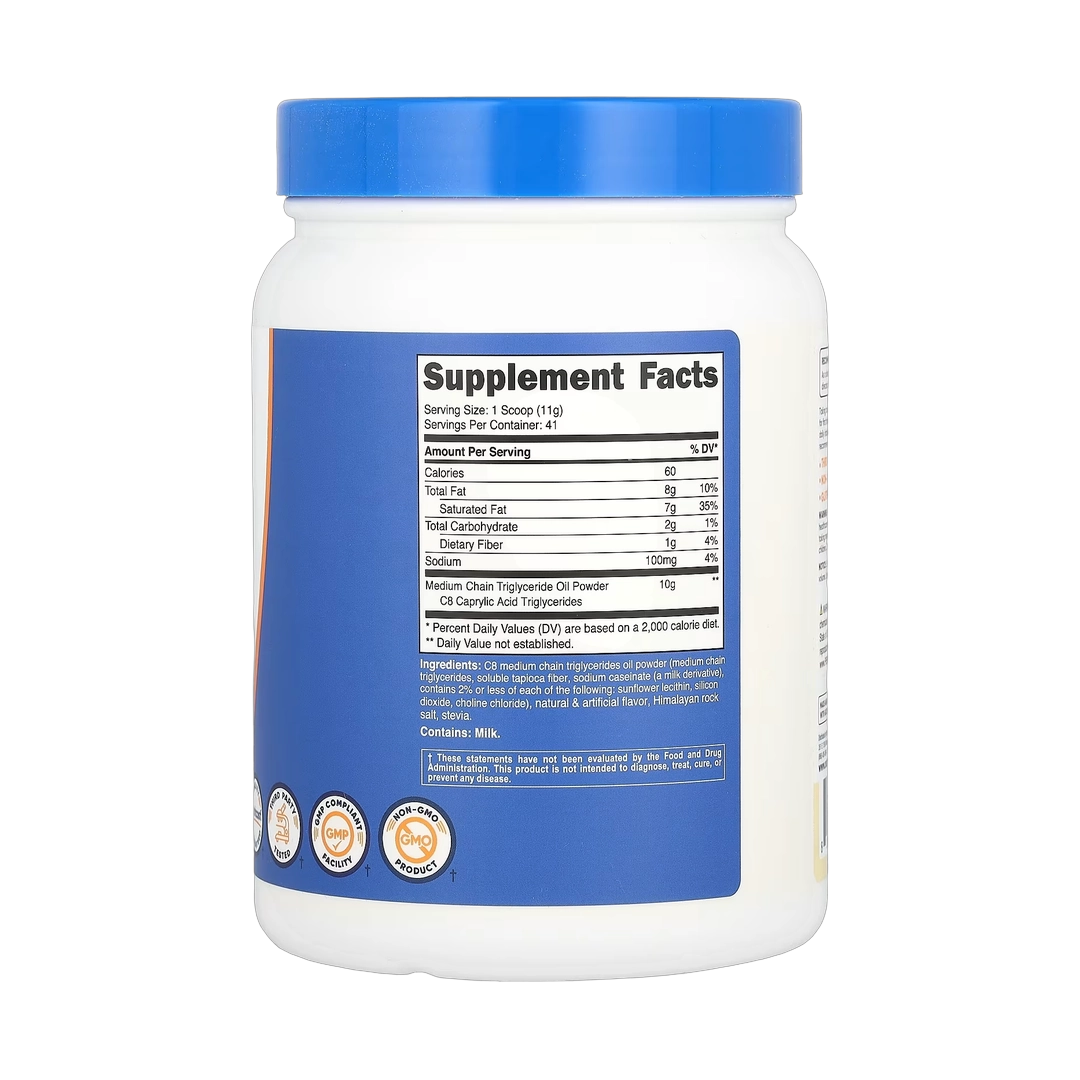 Nutricost, C8 MCT Oil Powder, Vanilla, 1 lb, 454 g
