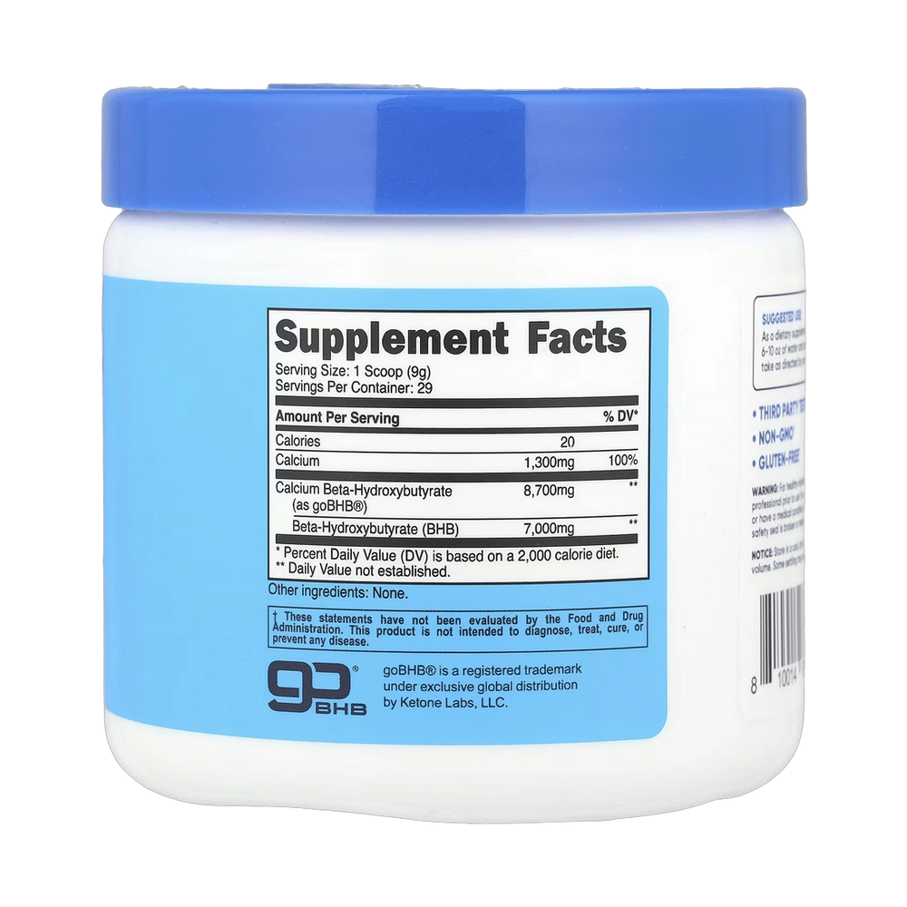 Nutricost, Calcium BHB, goBHB®, Unflavored, 8.9 oz, 250 g