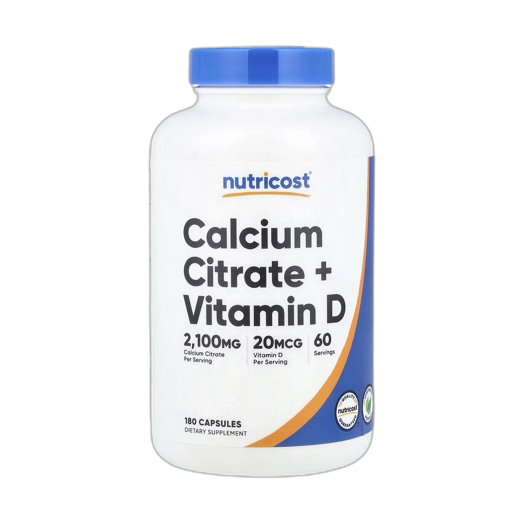 Nutricost, Calcium Citrate + Vitamin D, 180 Capsules
