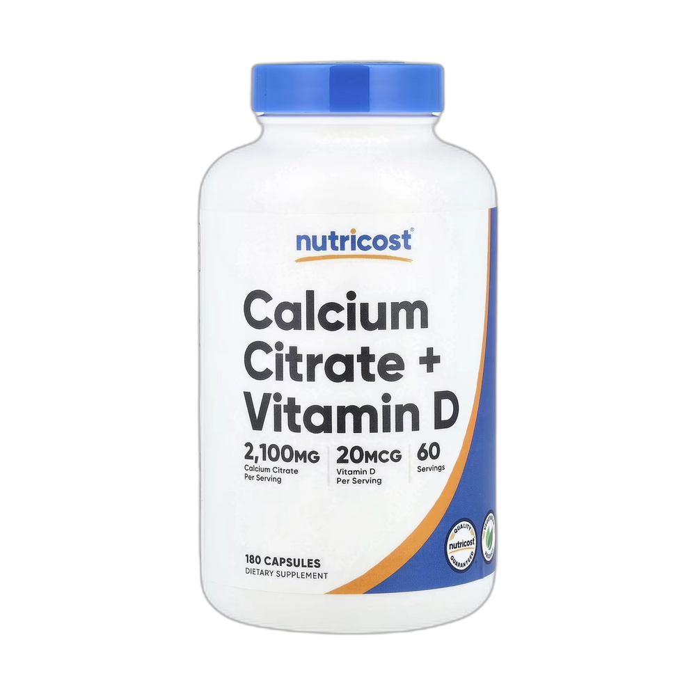 Nutricost, Calcium Citrate + Vitamin D, 180 Capsules