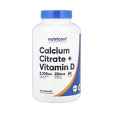 Nutricost, Calcium Citrate + Vitamin D, 180 Capsules