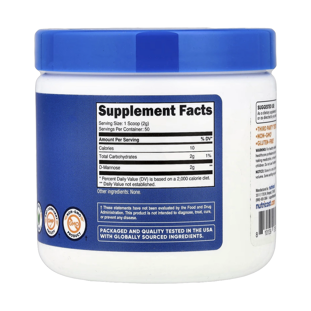 Nutricost, D-Mannose, Unflavored , 3.6 oz, 100 g